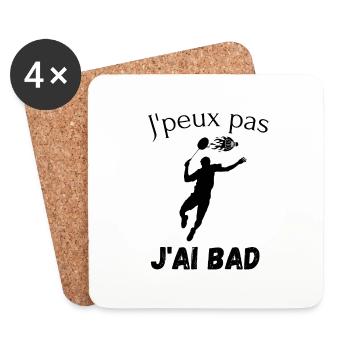 Je peux pas j'ai badminton - Dessous de verre (lot de 4) - blanc - Devant