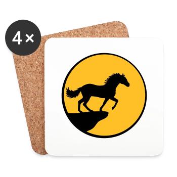 Stehendes Pferd Klippe Mond - Untersetzer (4er-Set) - Weiß - Vorne