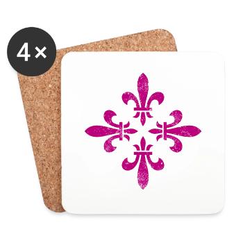 Lily Flowers - Cross Ornament - VINTAGE - Coasters (set of 4) - white - Front