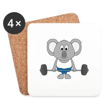 KOALA - FITNESS - SPORT - GEWICHTHEBEN - FIT - Untersetzer (4er-Set) - Weiß - Vorne