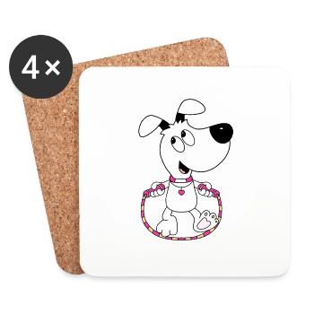 HUND - SPRINGSEIL - TIER - TIERISCH - Untersetzer (4er-Set) - Weiß - Vorne