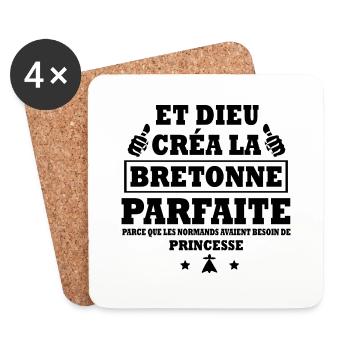 dieu créa la bretonne parfaite - Dessous de verre (lot de 4) - blanc - Devant