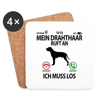 Deutsch Drahthaar Geschenkidee Lustig Spruch - Untersetzer (4er-Set) - Weiß - Vorne