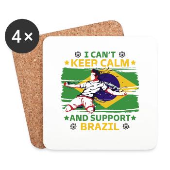 stay calm and support Brazil - Coasters (set of 4) - white - Front