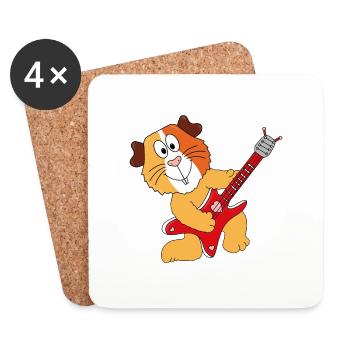 MEERSCHWEINCHEN - GITARRE - MUSIK - LIEBE - TIER - Untersetzer (4er-Set) - Weiß - Vorne