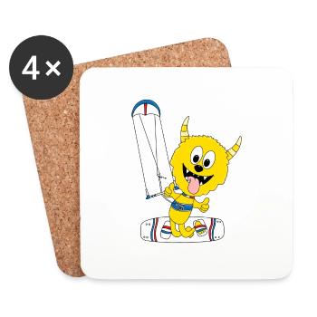 MONSTER - KITER - KITE - KITESURFER - KITEN - Untersetzer (4er-Set) - Weiß - Vorne
