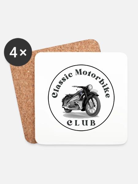 Logo classic motobike club for all bikers - Coasters (set of 4) - white