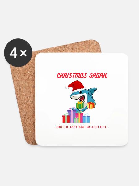 CHRISTMAS SHARK - Untersetzer (4er-Set) - Weiß