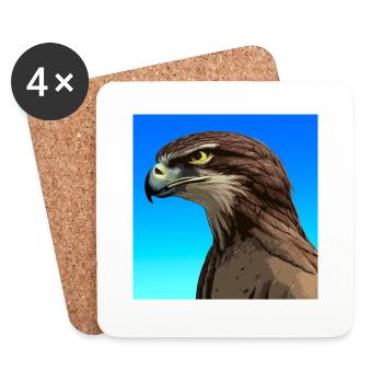 Adler, Alcon, Illustration - Untersetzer (4er-Set) - Weiß - Vorne