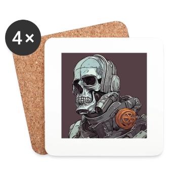 Soldier robot skull of the future - Coasters (set of 4) - white - Front