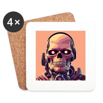 Soldier robot skull of the future - Coasters (set of 4) - white - Front