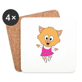 KATZE - TANZEN - TÄNZERIN - BALLETT - BALLERINA - Untersetzer (4er-Set) - Weiß - Vorne