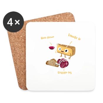 vin comté saucisson - Dessous de verre (lot de 4) - blanc - Devant