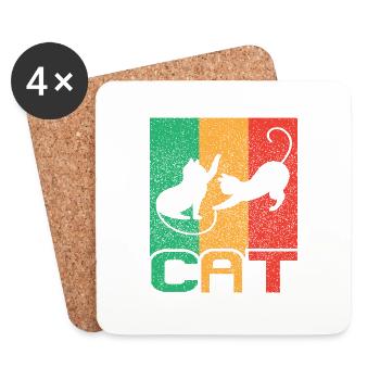 Cat Vintage Rétro - Dessous de verre (lot de 4) - blanc - Devant