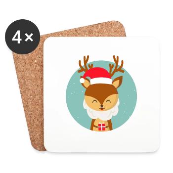 Weihnachtsmannhirsch - Untersetzer (4er-Set) - Weiß - Vorne