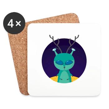 Cerf sur la Lune - Dessous de verre (lot de 4) - blanc - Devant
