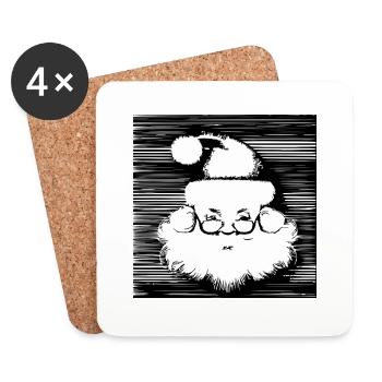 Chapeau de Noël Père Noël Noël 6 - Dessous de verre (lot de 4) - blanc - Devant