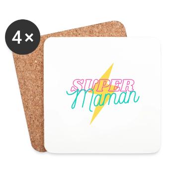 une super maman - Dessous de verre (lot de 4) - blanc - Devant