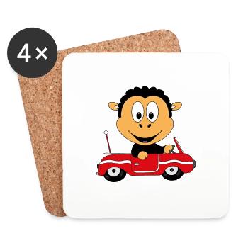SCHWARZES SCHAF - AUTO - TIER - TIERISCH - BABY - Untersetzer (4er-Set) - Weiß - Vorne