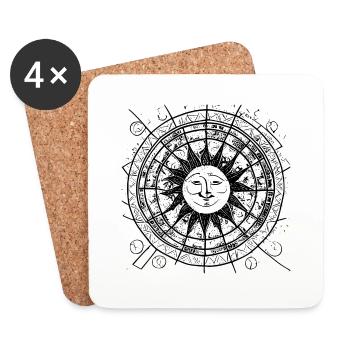 Sun Moon Mosaic Astrology mystical symbol 4 - Coasters (set of 4) - white - Front
