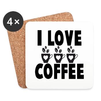 I love Coffee - Untersetzer (4er-Set) - Weiß - Vorne
