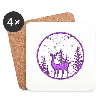 Frohe Weihnachten Weihnachten Weihnachten Urlaub Winter Santa Nordic - Untersetzer (4er-Set) - Weiß - Vorne