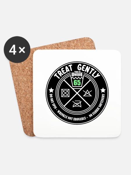 Schonend behandeln Unikat ist 65 | Farben änderbar - Untersetzer (4er-Set) - Weiß