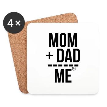 Maman Papa moi - Dessous de verre (lot de 4) - blanc - Devant