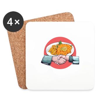 Tausche Arbeit gegen Schnitzel - Untersetzer (4er-Set) - Weiß - Vorne