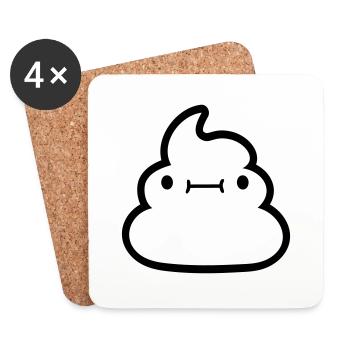 Face Kawaii shit pile - Coasters (set of 4) - white - Front