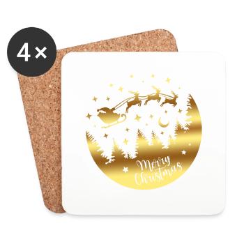 Joyeux Noël Noël Noël vacances hiver santa nordique - Dessous de verre (lot de 4) - blanc - Devant