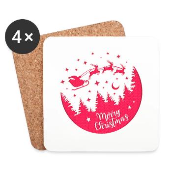 Joyeux Noël Noël Noël Vacances hiver santa nordique - Dessous de verre (lot de 4) - blanc - Devant