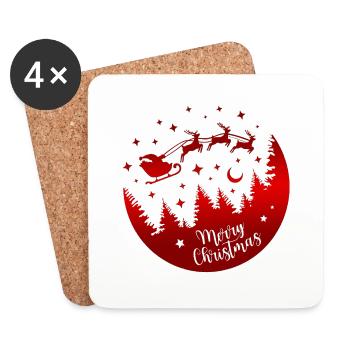 Joyeux Noël Noël Noël vacances hiver santa nordique - Dessous de verre (lot de 4) - blanc - Devant