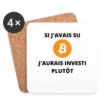 citation "Si j'avais su j'aurais investi plutôt" - Dessous de verre (lot de 4) - blanc - Devant