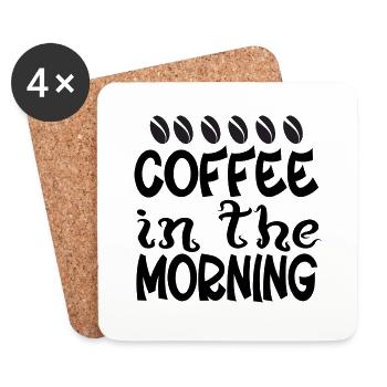 Café le matin - Dessous de verre (lot de 4) - blanc - Devant