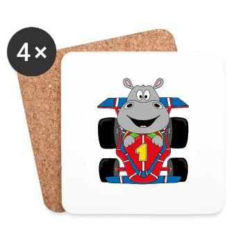 NILPFERD - RENNFAHRER - AUTO - MOTORSPORT - Untersetzer (4er-Set) - Weiß - Vorne