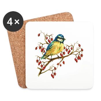 Bunter Vogel - Untersetzer (4er-Set) - Weiß - Vorne