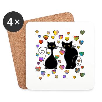 Katzen - Untersetzer (4er-Set) - Weiß - Vorne