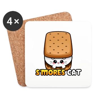 Smores Cat Katze S’mores Marshmallow Cookie Choco - Dessous de verre (lot de 4) - blanc - Devant