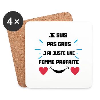 je suis pas gros j ai juste une femme - Dessous de verre (lot de 4) - blanc - Devant