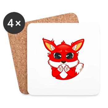 Fox big eyes without circle - Coasters (set of 4) - white - Front