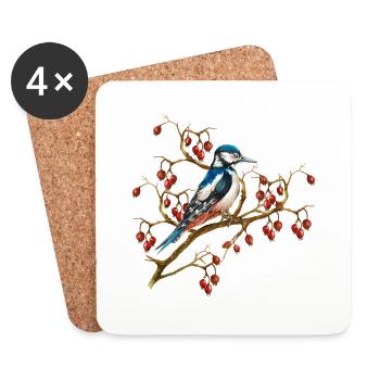Bunter Vogel - Untersetzer (4er-Set) - Weiß - Vorne