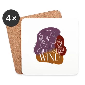 BUT FIRST WINE - Coasters (set of 4) - white - Front