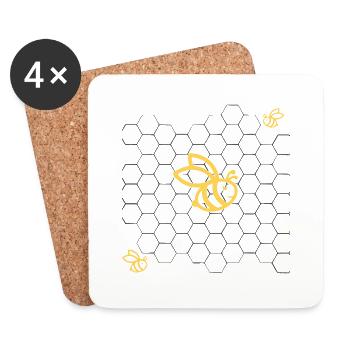 Bienen - Untersetzer (4er-Set) - Weiß - Vorne