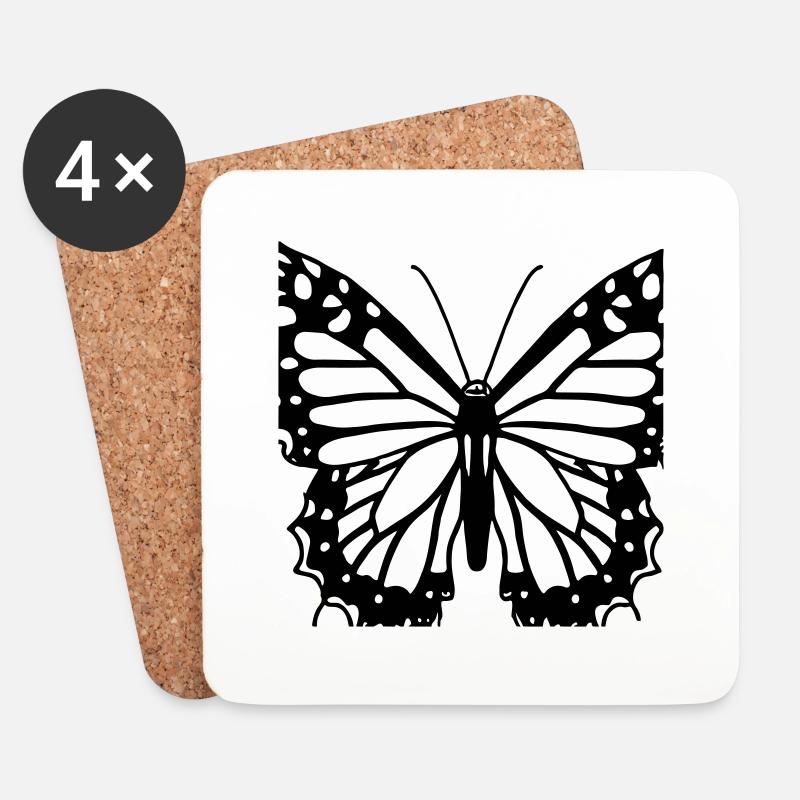 Schmetterling Illustration Geschenkidee - Untersetzer (4er-Set) - Weiß