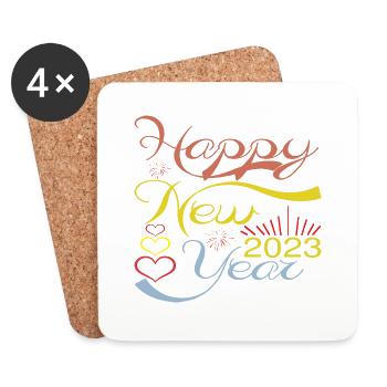 Happy New Year 2023 - Coasters (set of 4) - white - Front