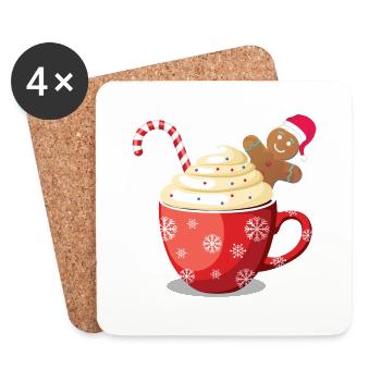 Weihnachtliche Schokotasse - Untersetzer (4er-Set) - Weiß - Vorne