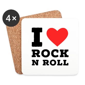 I love rock n roll - Coasters (set of 4) - white - Front