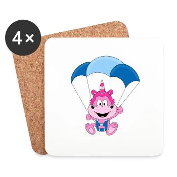 EINHORN - FALLSCHIRM - FALLSCHIRMSPRINGEN - FUN - Untersetzer (4er-Set) - Weiß - Vorne