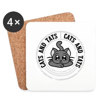 cats and tats Zitat - Untersetzer (4er-Set) - Weiß - Vorne